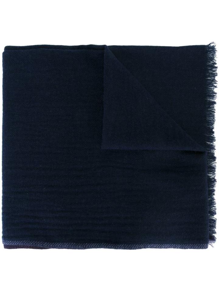 Brunello Cucinelli Frayed Edge Scarf, Men's, Blue, Cashmere
