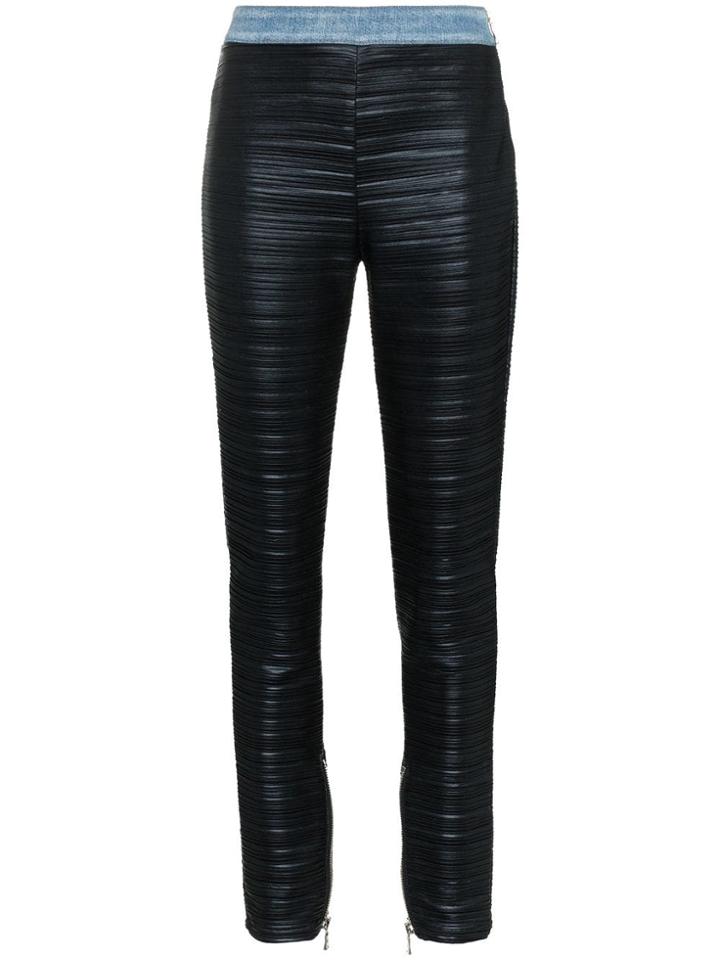 Balmain High Waist Ribbed Trousers - Black