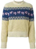 Msgm Intarsia Knit Sweater, Women's, Size: Large, Grey, Polyamide/polyester/wool