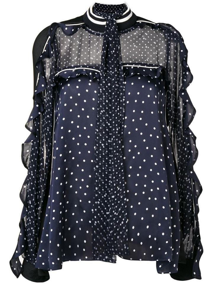 Sacai Polka Dots Necktie Blouse - 251/navy
