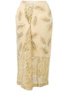 Comme Des Garçons Vintage 1997's Lace Panelled Skirt - Neutrals
