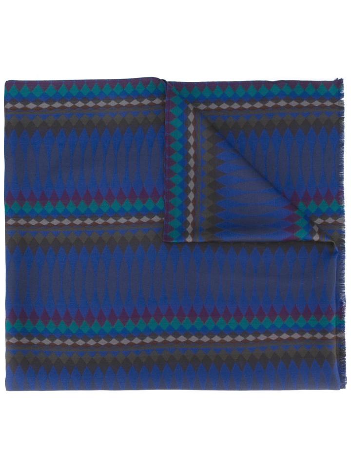 Paul Smith Printed Pattern Scarf, Men's, Blue, Silk/viscose