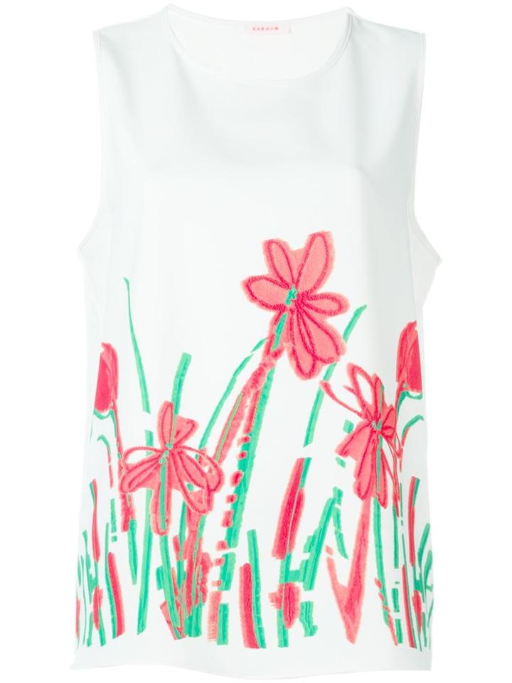 P.a.r.o.s.h. Floral Tank Top, Women's, Size: Large, White, Polyester