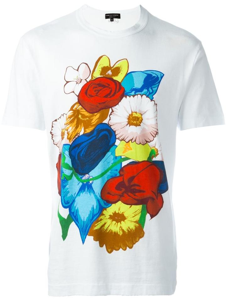 Comme Des Garçons Homme Plus Front Print T-shirt, Men's, Size: Large, White, Cotton