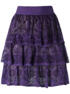 Cecilia Prado - Ruffled Knit Skirt - Women - Acrylic/viscose - P, Purple, Acrylic/viscose