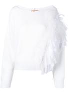 No21 Ruffle Trim Sweater - White