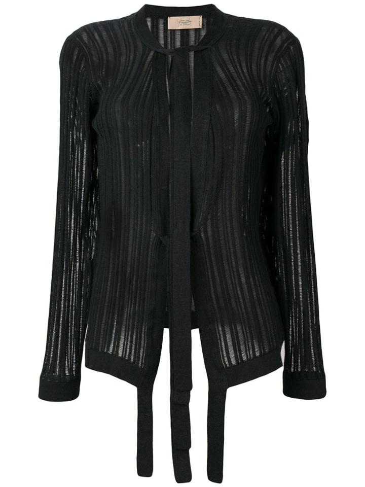 Maison Flaneur Tie Neck Knitted Cardigan - Black