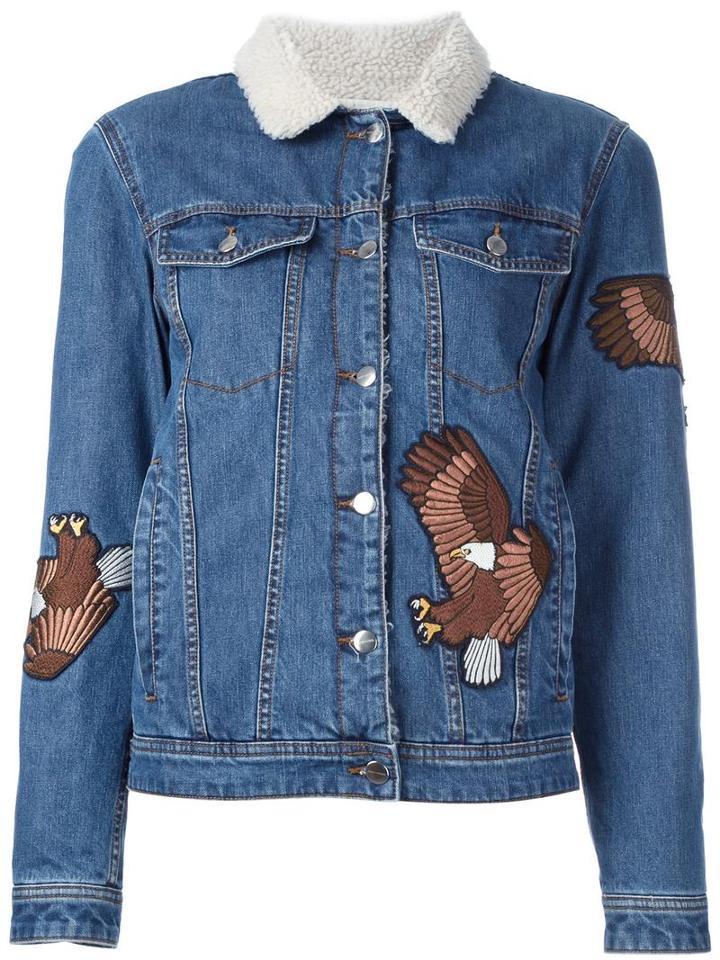 Each X Other Eagle Appliqué Denim Jacket, Women's, Size: Xxl, Blue, Cotton/wool