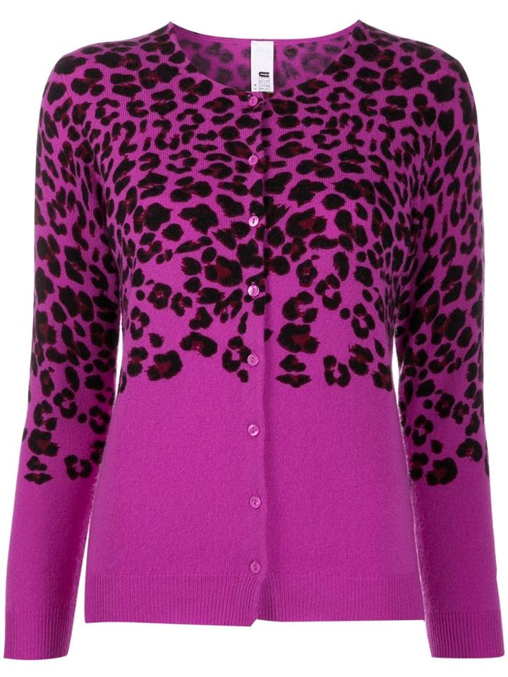 Ultràchic Leopard Print Cardigan - Purple