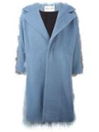 Sandy Liang 'mingo' Coat, Women's, Size: 38, Blue, Sheep Skin/shearling/nylon/alpaca/virgin Wool