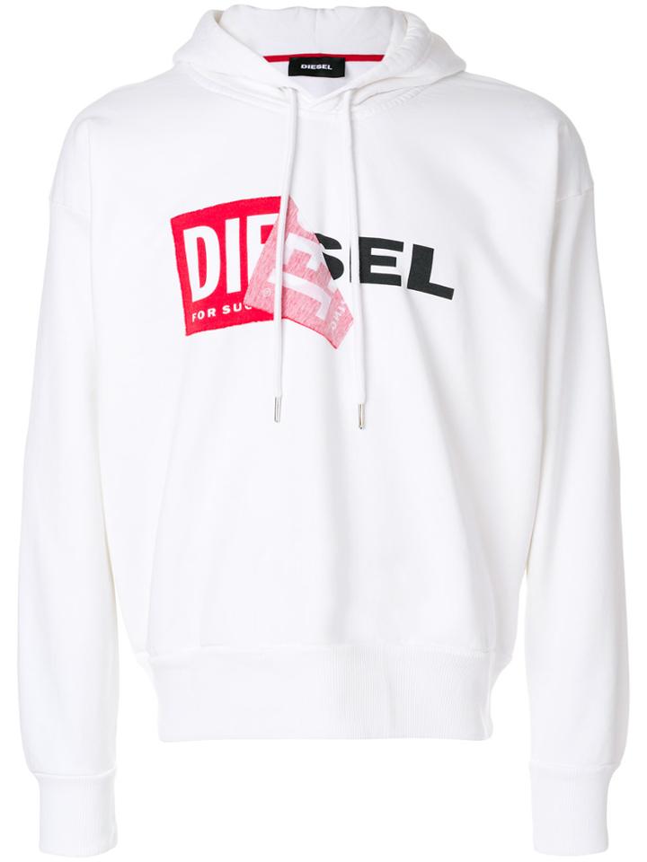 Diesel Slogan Applique Hoody - White