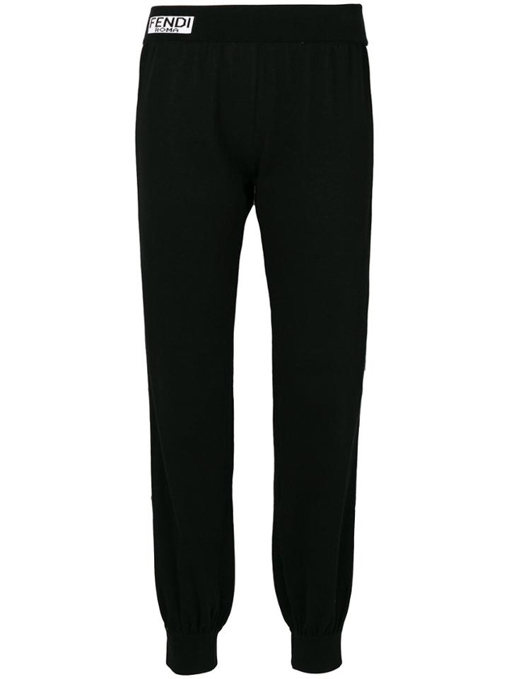 Fendi Side-stripe Casual Trousers - Black