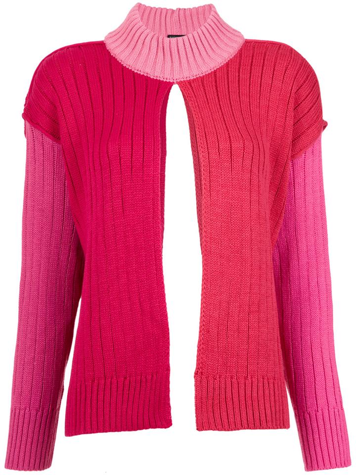 À La Garçonne Front Slit Tricot Top - Pink & Purple