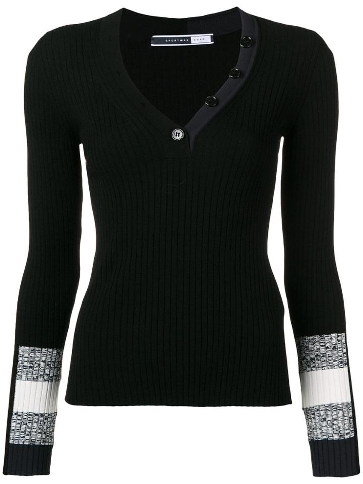 Sport Max Code Longsleeved Button-front Jumper - Black