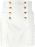 Balmain Sailor Mini Skirt, Women's, Size: 36, White, Cotton/spandex/elastane/viscose
