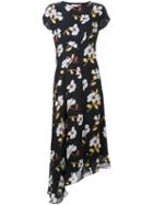 Marni - Asymmetric Draped Floral Dress - Women - Silk - 42, Black, Silk