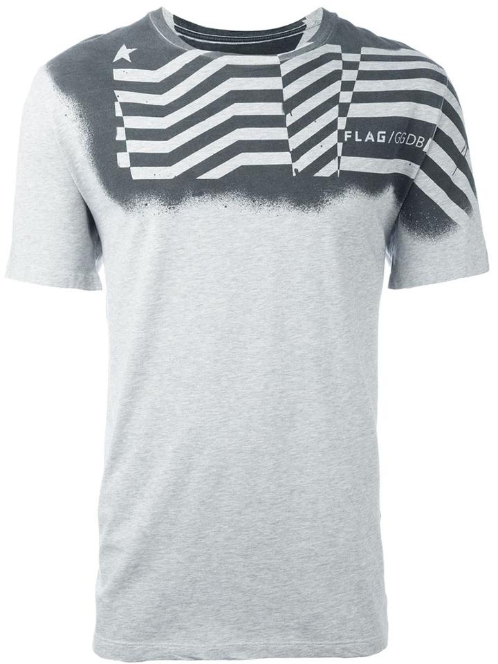 Golden Goose Deluxe Brand Flag T-shirt, Men's, Size: M, Grey, Cotton