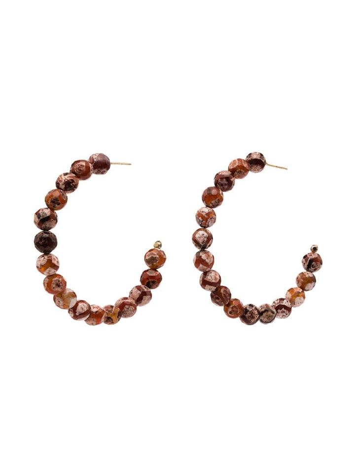 Rosantica Pink Beaded Hoop Earrings