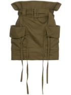 Saint Laurent High Waist Cargo Pocket Cotton Ramie-blend Skirt - Green