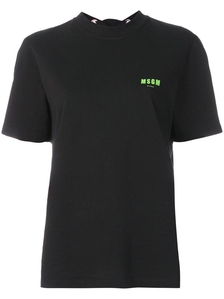 Msgm Lace-up Back T-shirt - Black