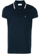 Saint Laurent Striped Trim Polo Shirt, Men's, Size: Small, Blue, Cotton