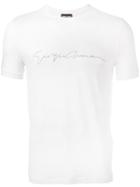 Giorgio Armani Logo Print T-shirt, Men's, Size: 46, White, Viscose/spandex/elastane