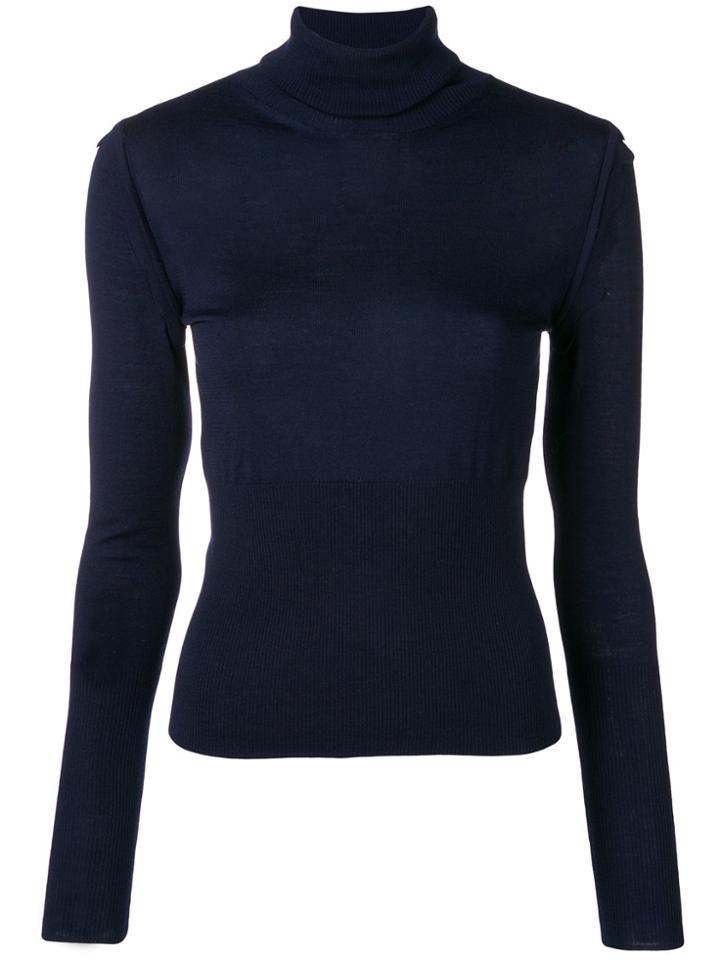 Chloé Ribbed Turtle Neck Jumper - Blue