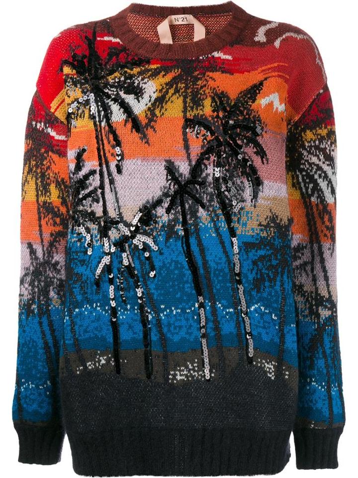 No21 Palm Tree Sweater, Women's, Size: 40, Black, Polyamide/mohair/wool