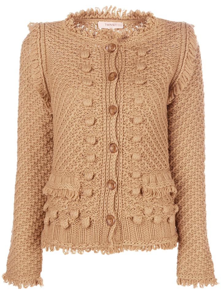 Twin-set Bouclé Cardigan - Nude & Neutrals