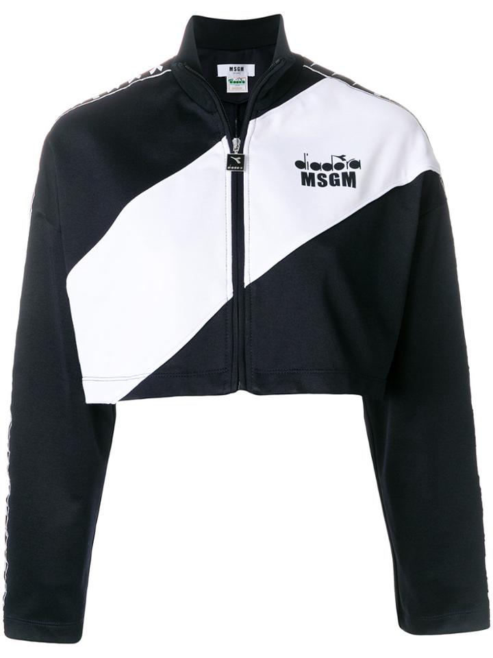 Msgm Cropped Two-tone Jacket - Black