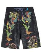 Riz Burgh Endangered Flower Print Shorts - Black