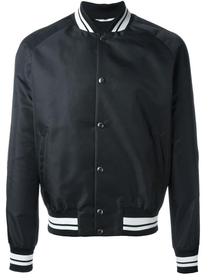 Valentino Classic Bomber Jacket, Men's, Size: 48, Black, Polyamide/viscose/cotton