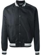 Valentino Classic Bomber Jacket, Men's, Size: 48, Black, Polyamide/viscose/cotton