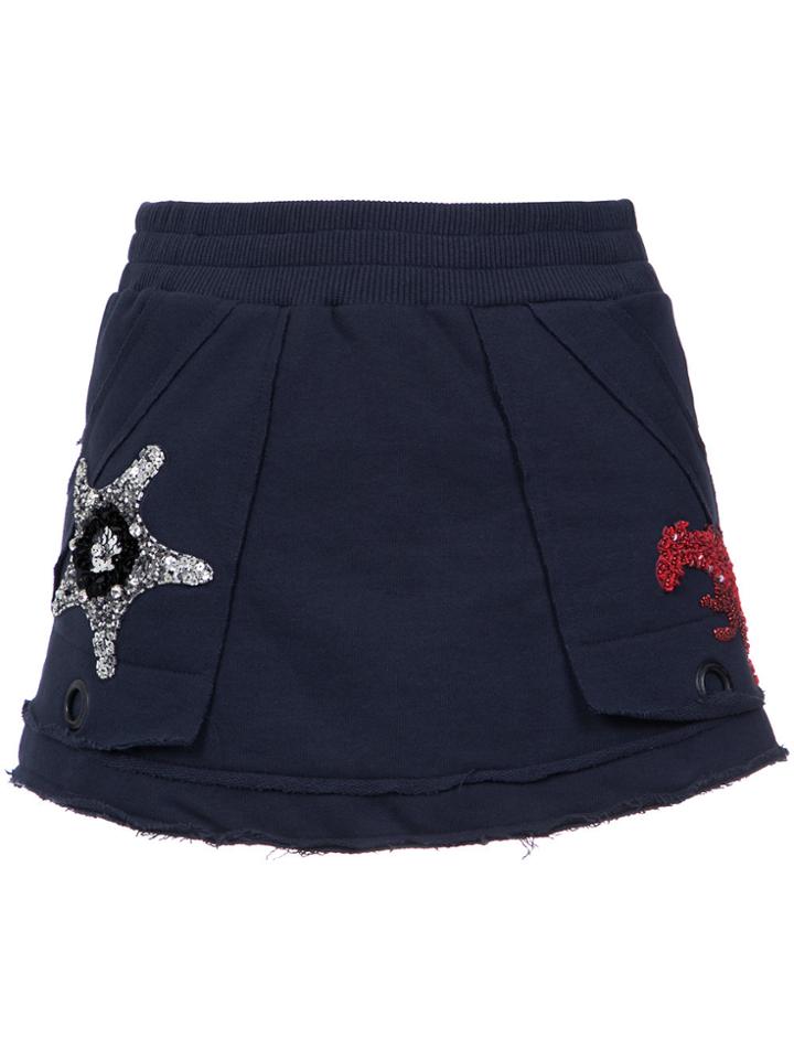 Andrea Bogosian Embroidered Track Skirt - Blue
