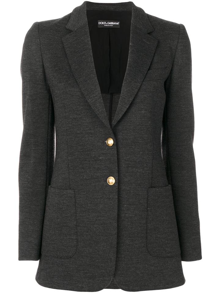 Dolce & Gabbana Gold Button Blazer - Grey