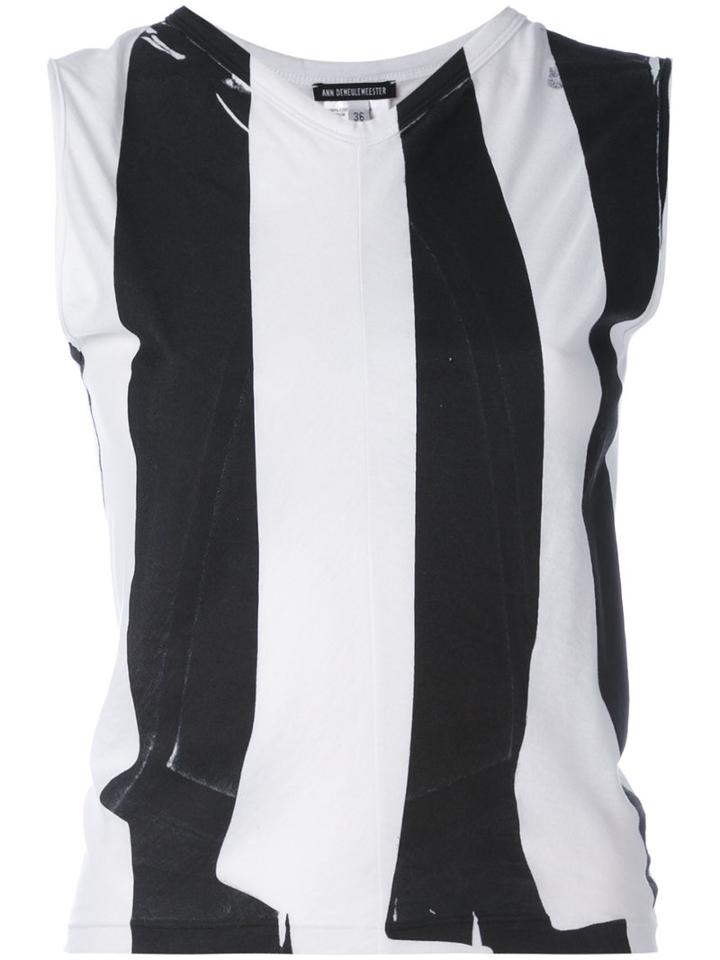Ann Demeulemeester - Striped Cut-out Tank - Women - Cotton - 38, White, Cotton
