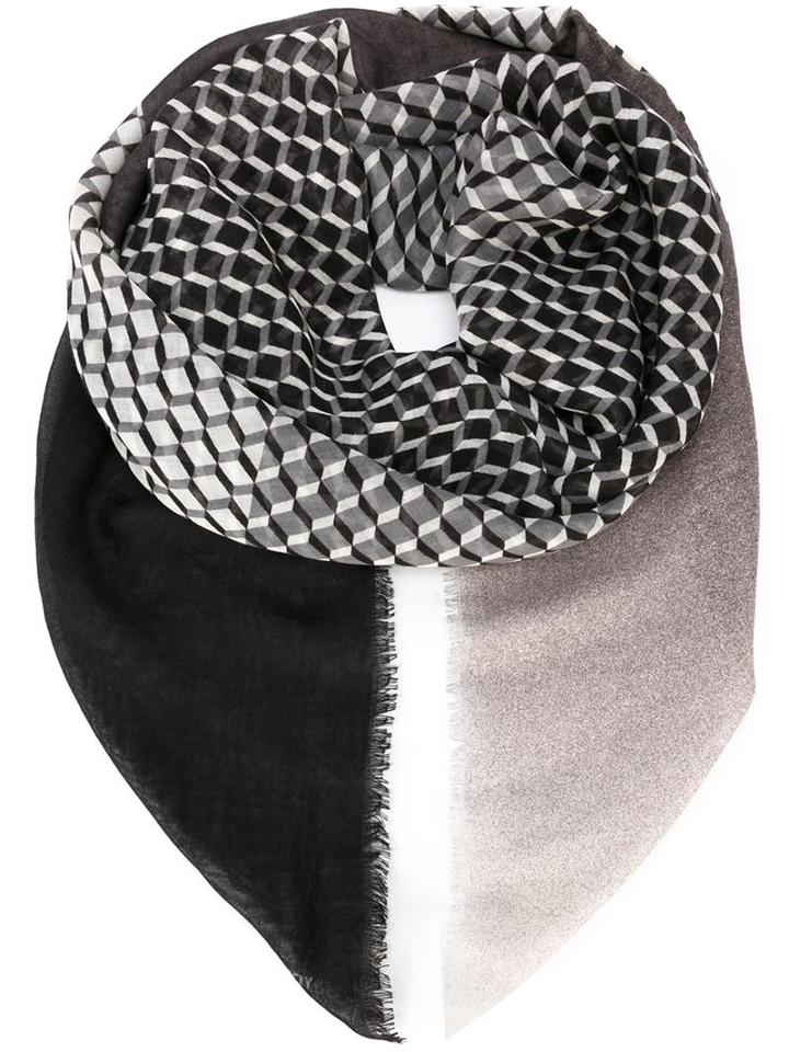 Pierre Hardy Cube Print Scarf, Adult Unisex, Black, Silk/cashmere