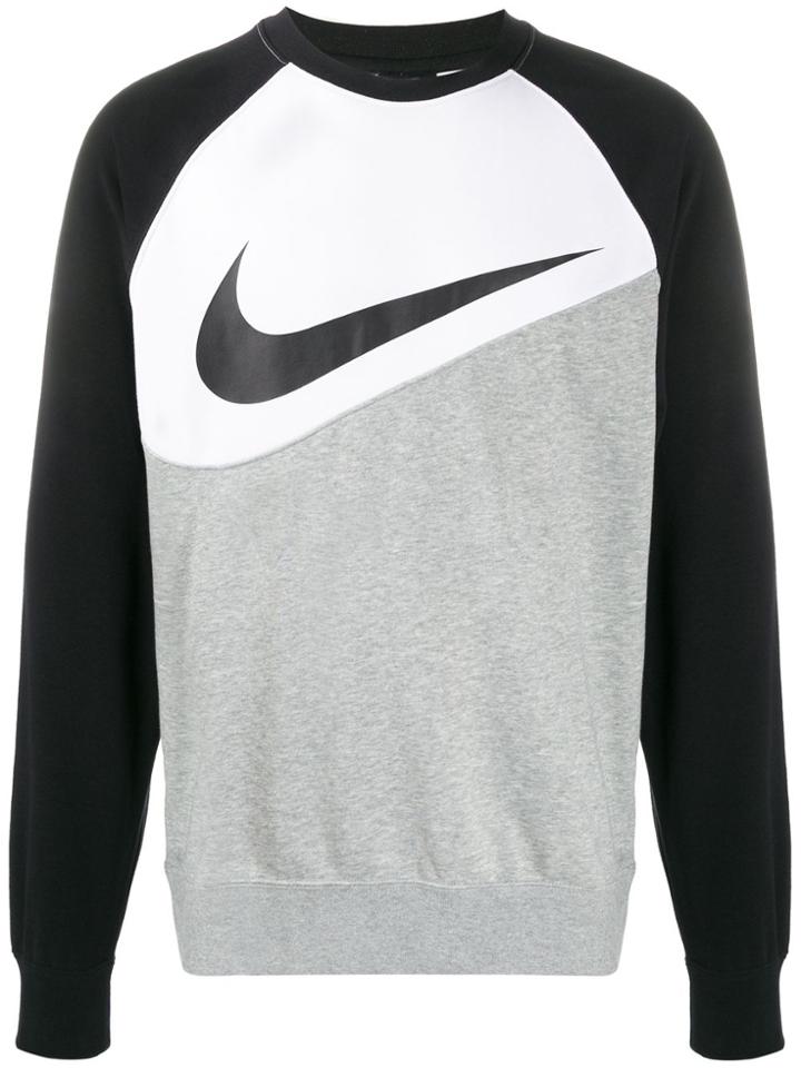 Nike Panelled Swoosh Logo Sweatshirt - Grey