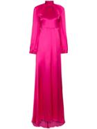 Gucci High Neck Silk Maxi Gown - Pink & Purple