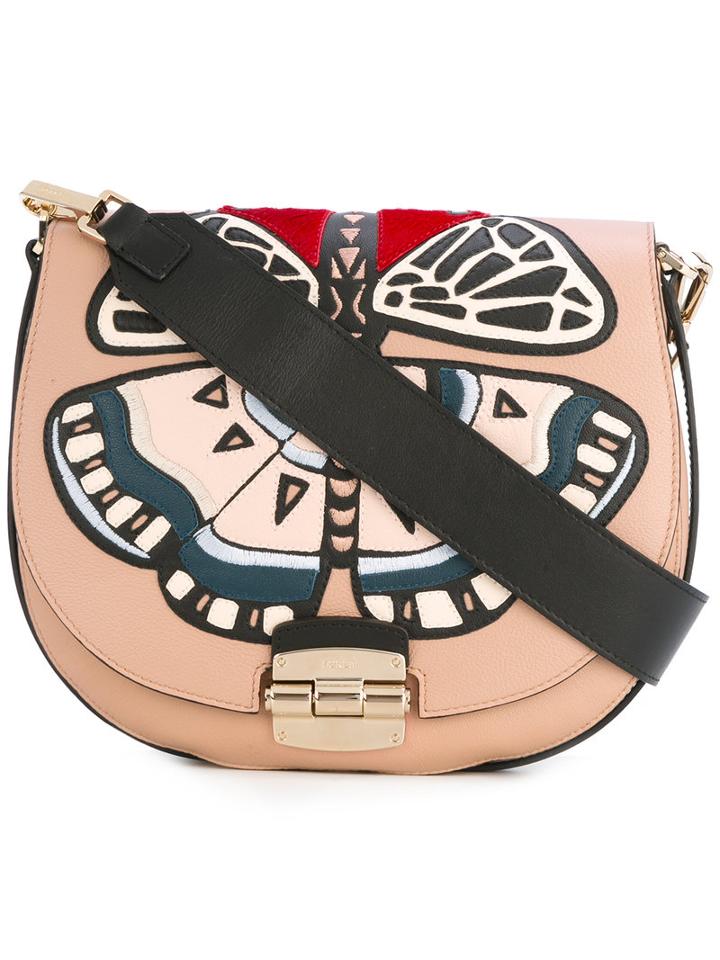 Furla - Club Embroidered Crossbody Bag - Women - Calf Leather/metallic Fibre - One Size, Nude/neutrals, Calf Leather/metallic Fibre
