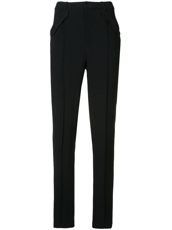 Sally Lapointe - Flap Pocket Trousers - Women - Silk/acetate/viscose - 2, Black, Silk/acetate/viscose