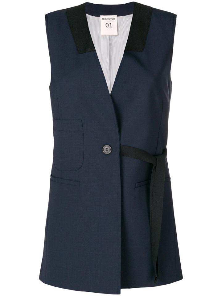 Semicouture Longline Waistcoat - Blue