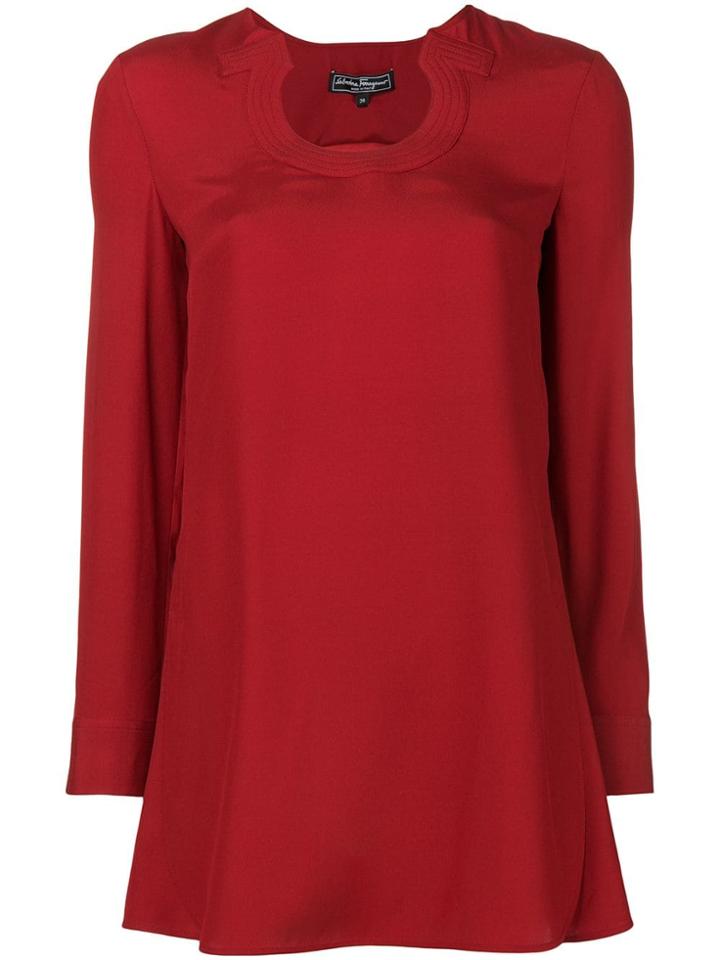 Salvatore Ferragamo Gancini Neckline Blouse - Red