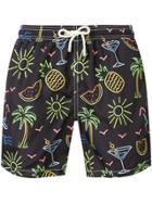 Mc2 Saint Barth Tropical Print Swim Shorts - Black