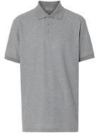 Burberry Logo Print Cotton Piqué Polo Shirt - Grey