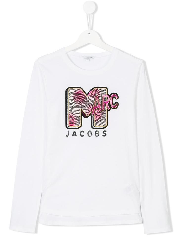 Little Marc Jacobs Teen Logo Embroidered Long-sleeve T-shirt - White