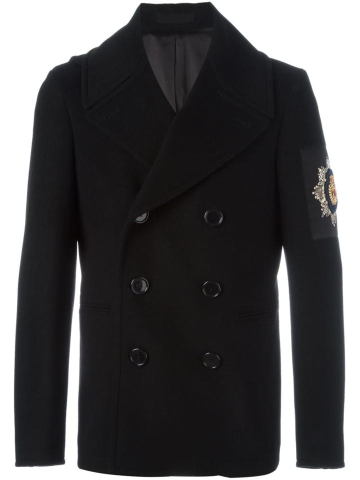 Alexander Mcqueen Embroidered Patch Peacoat