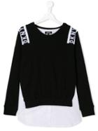 Dkny Kids Skirt-panel Logo Sweatshirt - Black