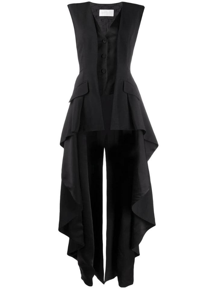 Alberta Ferretti Longline Layered Waistcoat - Black