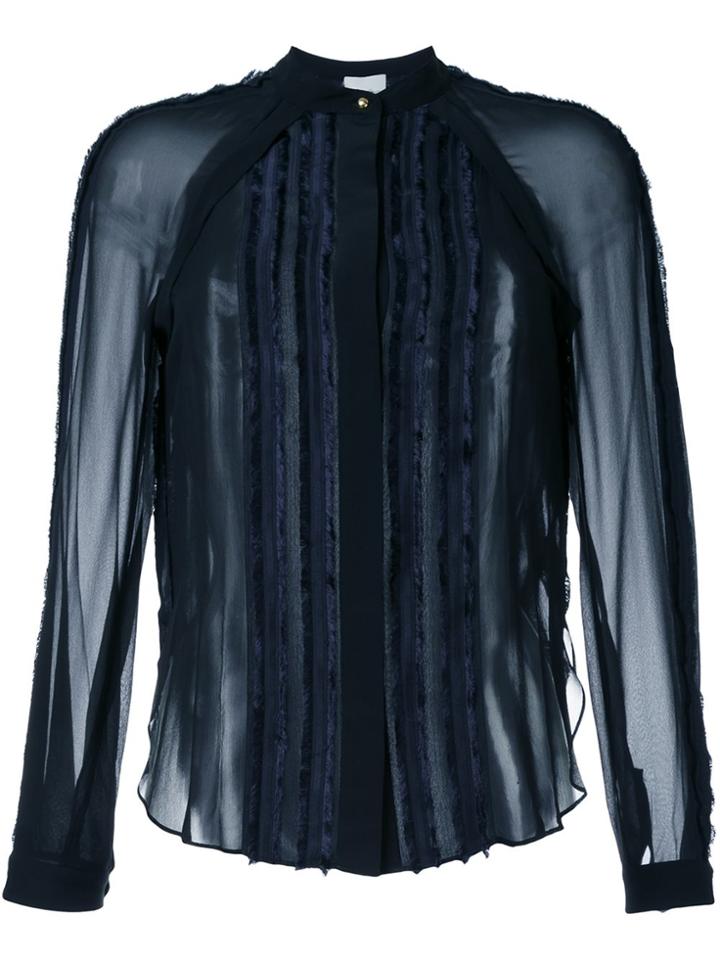 3.1 Phillip Lim Frayed Trim Sheer Shirt - Blue